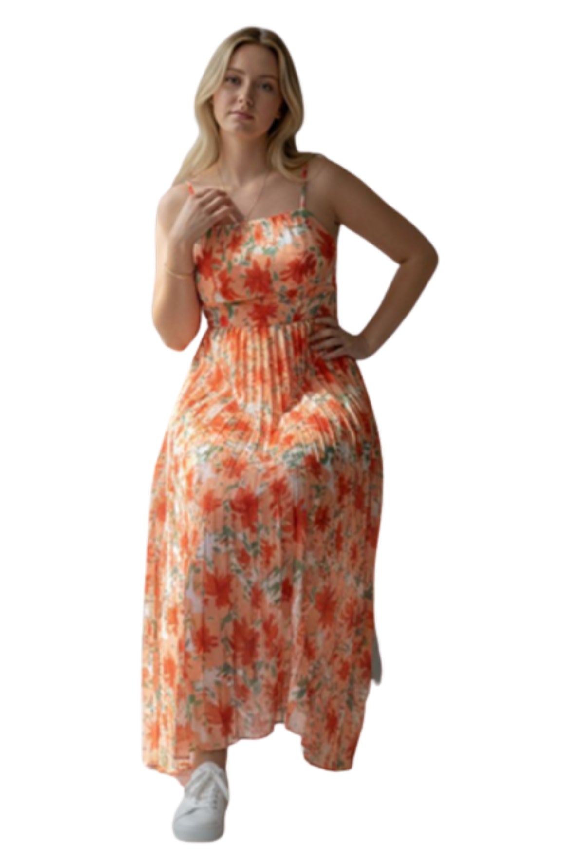 Long dress with pleats