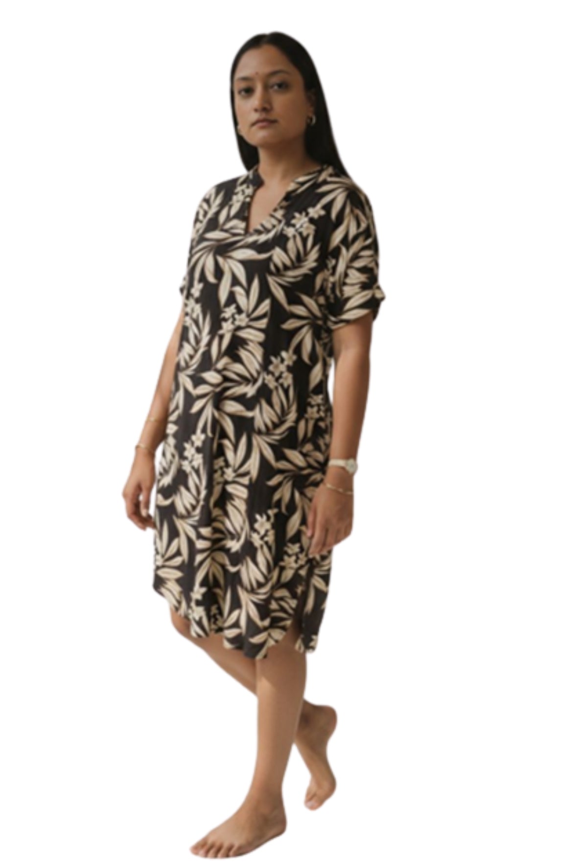 T Shirt Dress  with  cream flowers