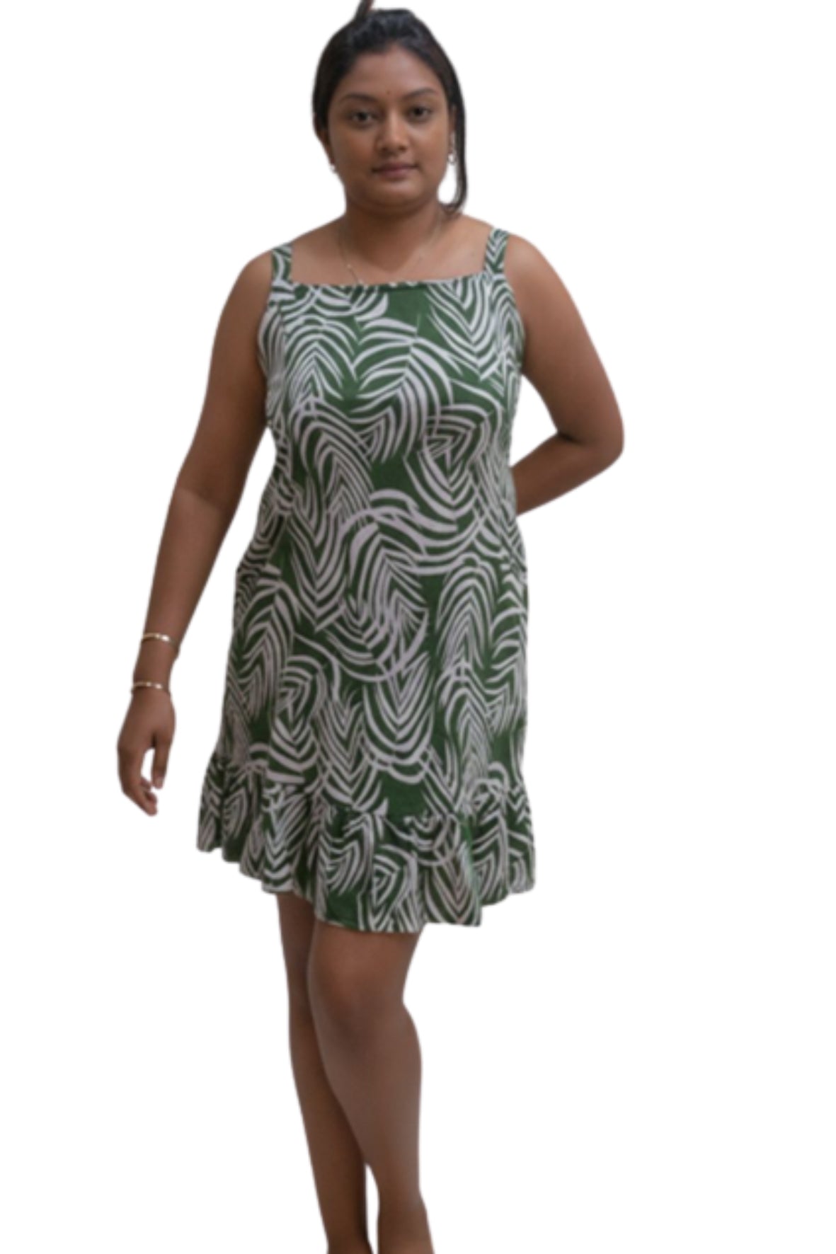 Summer dress with white leaves (small cut)