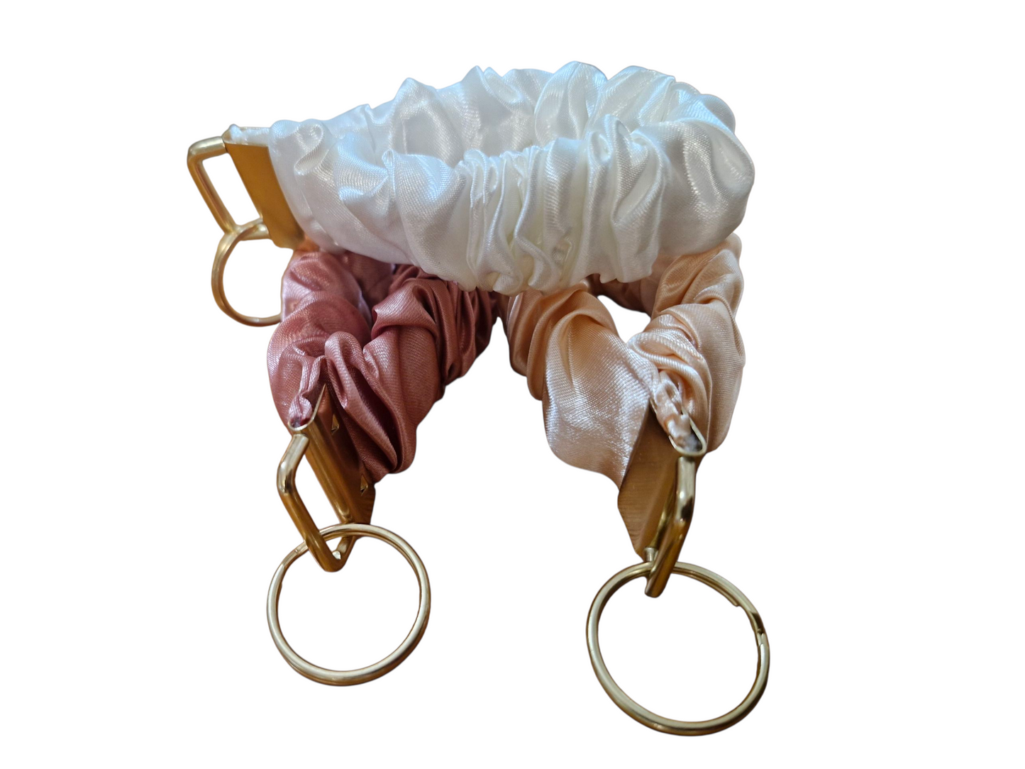 2 piece elastic hair ties with keyring chain,