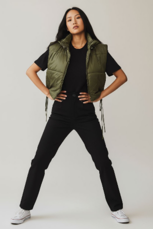 Olive Green Puffer Jacket – One Size Fits All