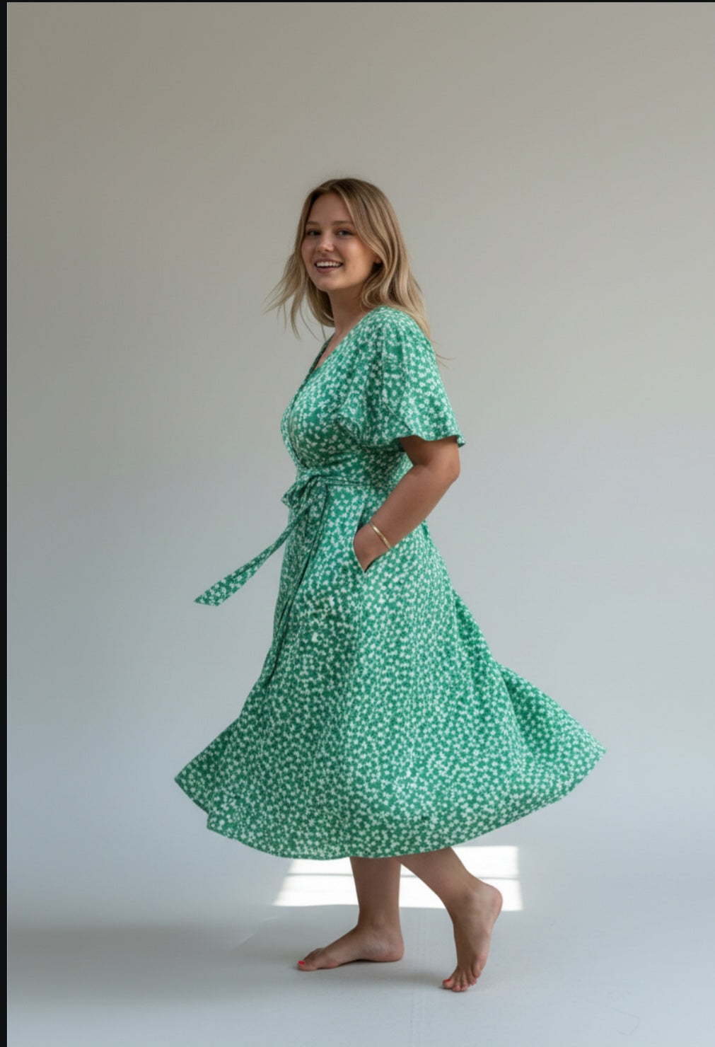 Green wrap dress