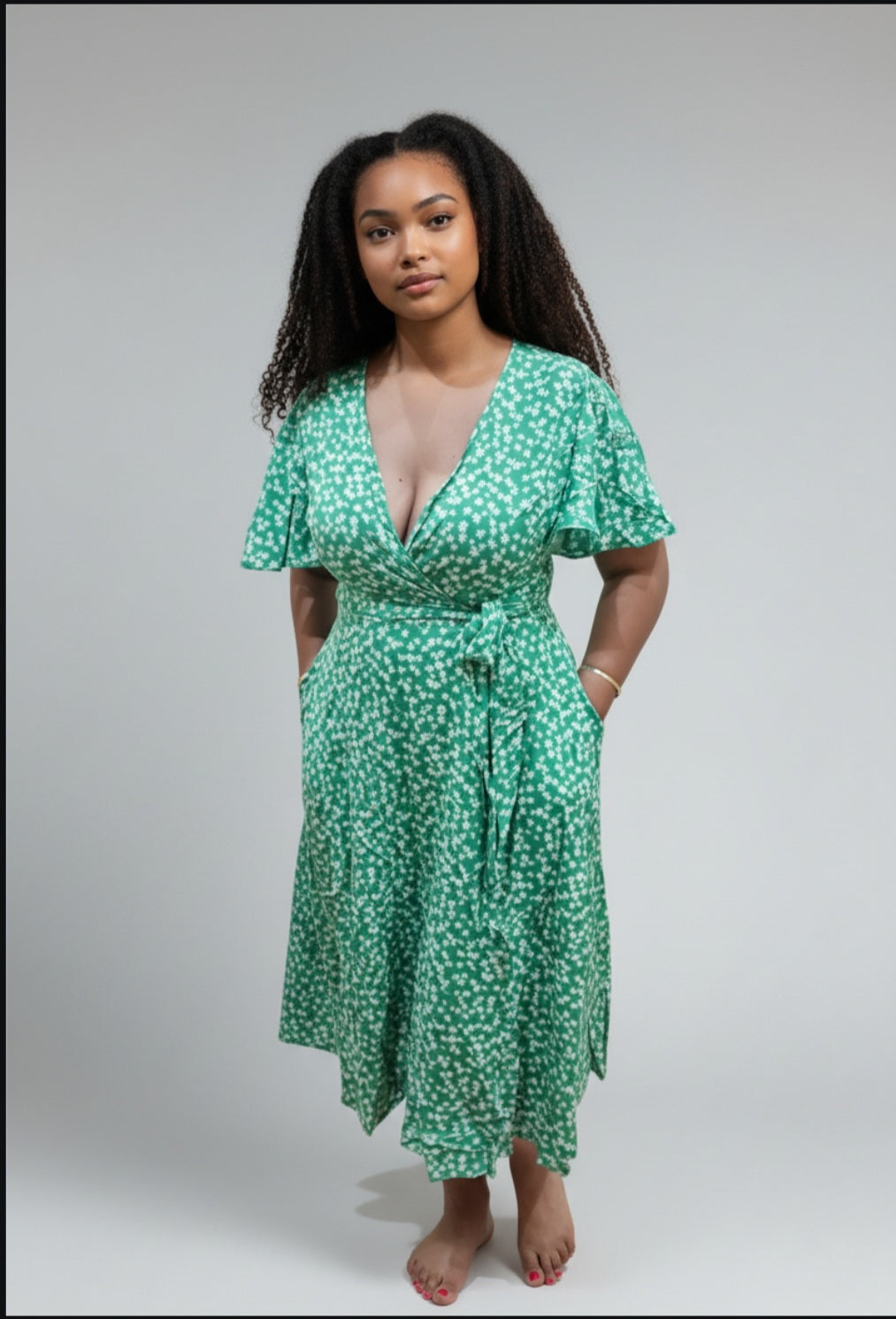 Green wrap dress