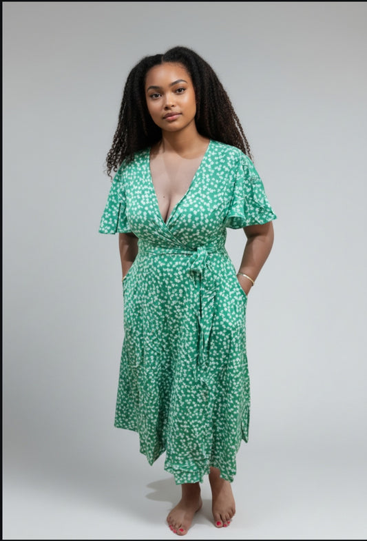 Green wrap dress