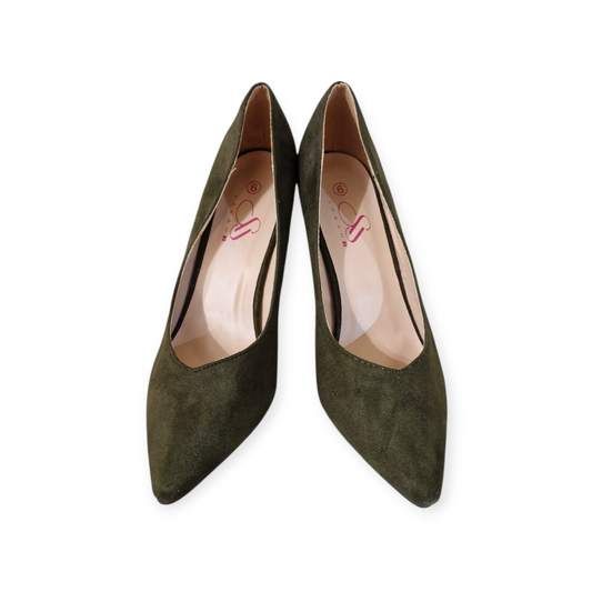 Elegant Pointed Toe Heels – Olive Green